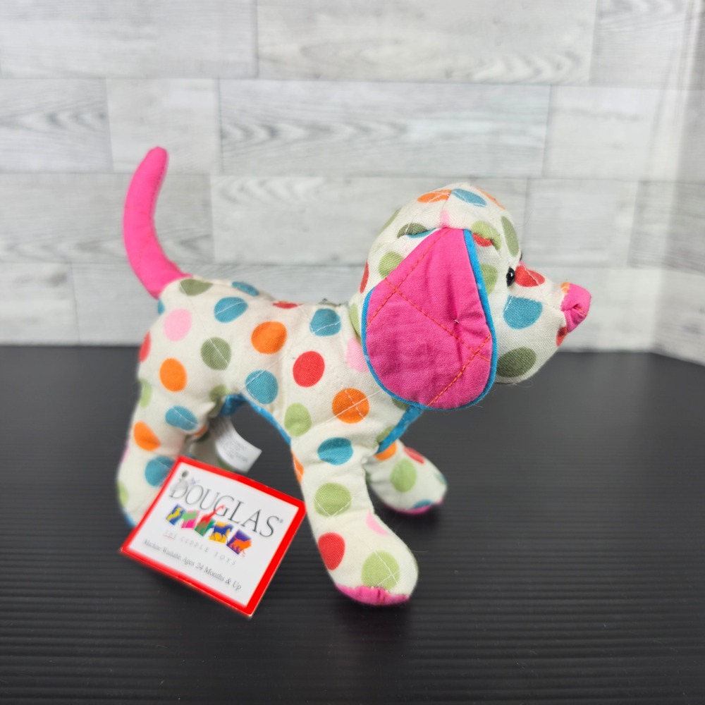 Douglas Cuddle Toys Quilti Dog Mini Polka Dot Quilted Plush Pink Blue 1023.1 NWT